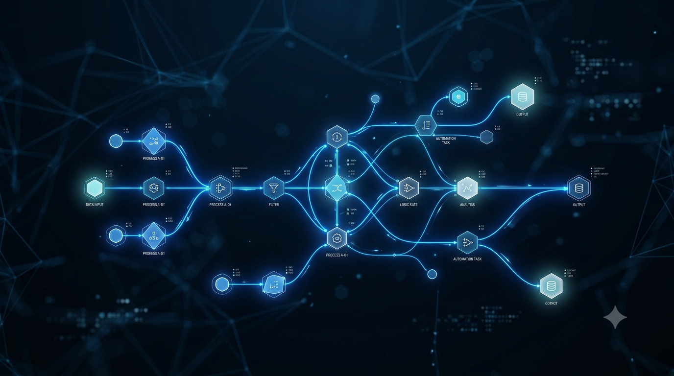 Automation workflow network with connected process nodes